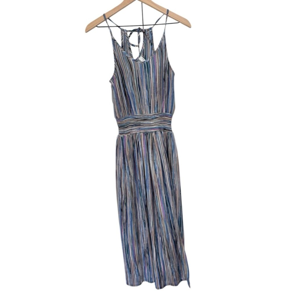 L Love Striped Sleeveless Maxi Dress in Blue and Purple - Size S